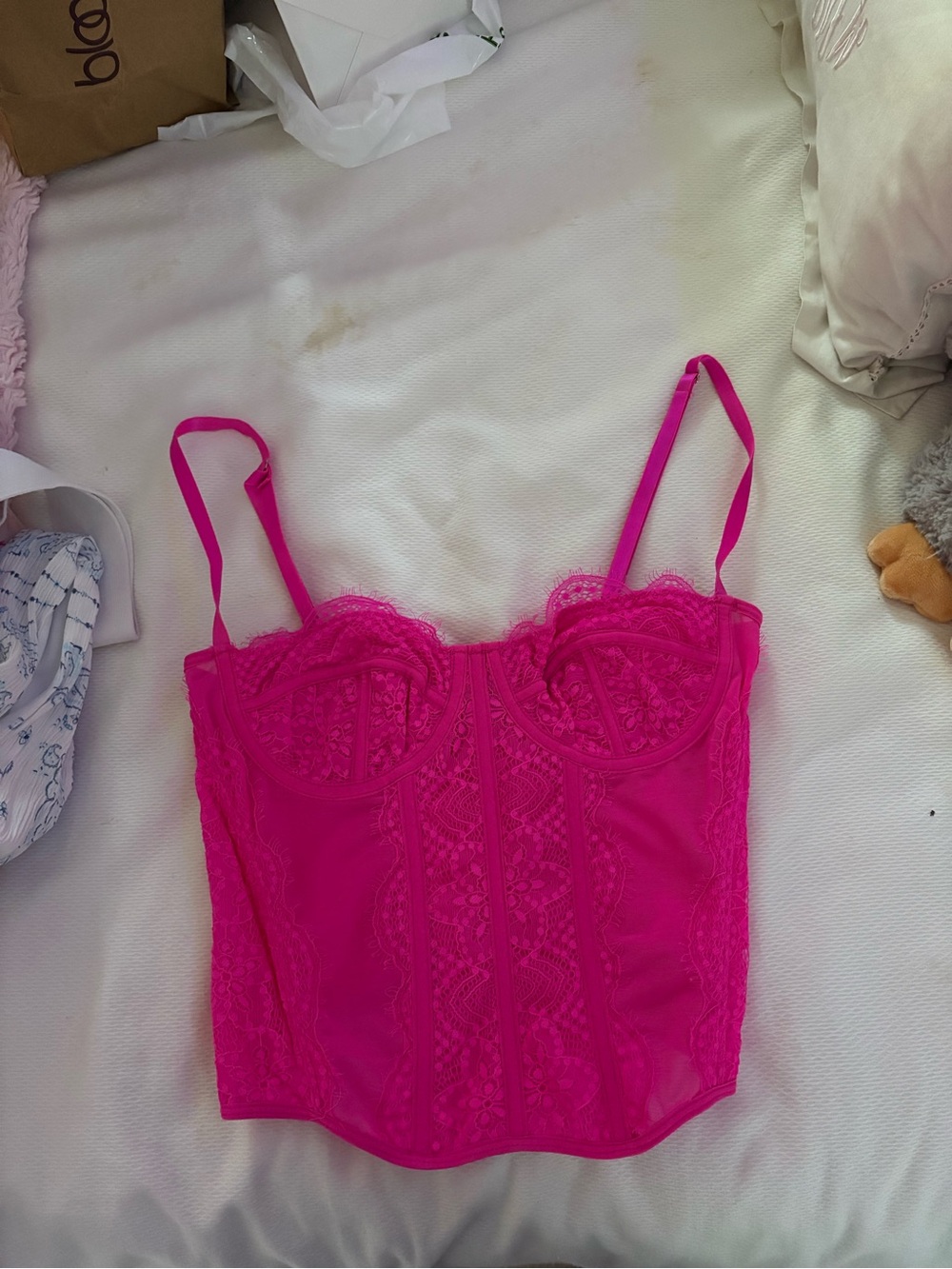 SHEIN Hot Pink Lace Top